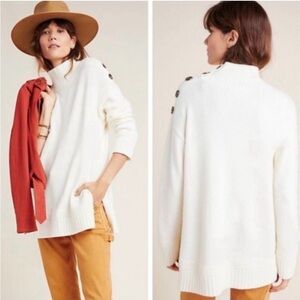 By Anthropologie Margarita Tunic Sweater Womens X-Small Ivory Oversized Relax